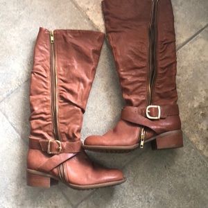 Tan leather boots